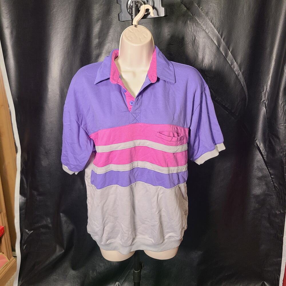 Vintage 80s KnightsBridge purple-gray pastel collared polo size medium.